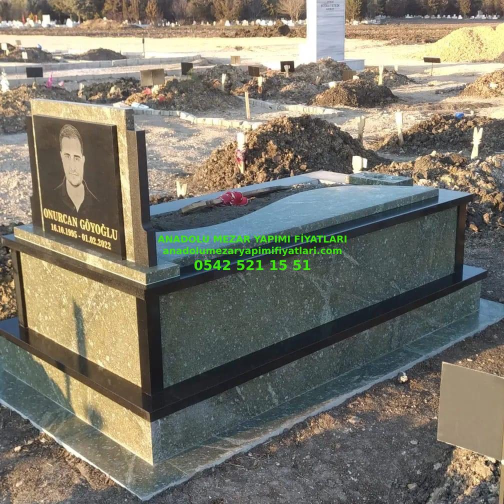 Tunceli Tek Kişilik Yeşil Siyah Kapaklı Granit Mezar - Görsel 2