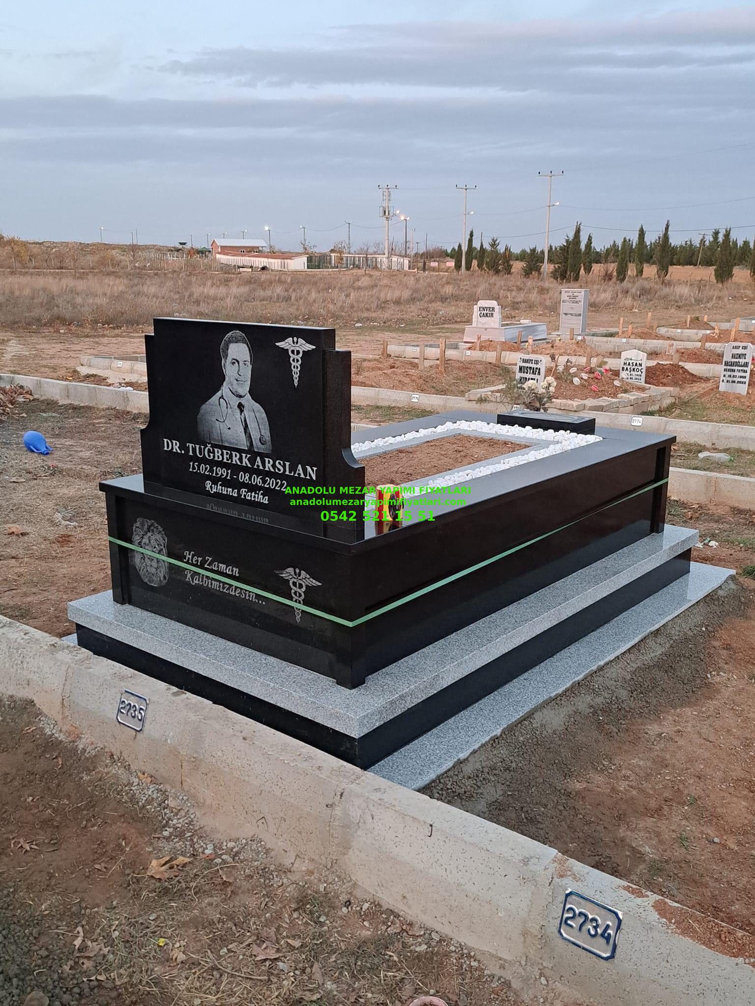 Bursa Tek Kişilik Baş Taşı Lazer Resimli Granit Mezar
