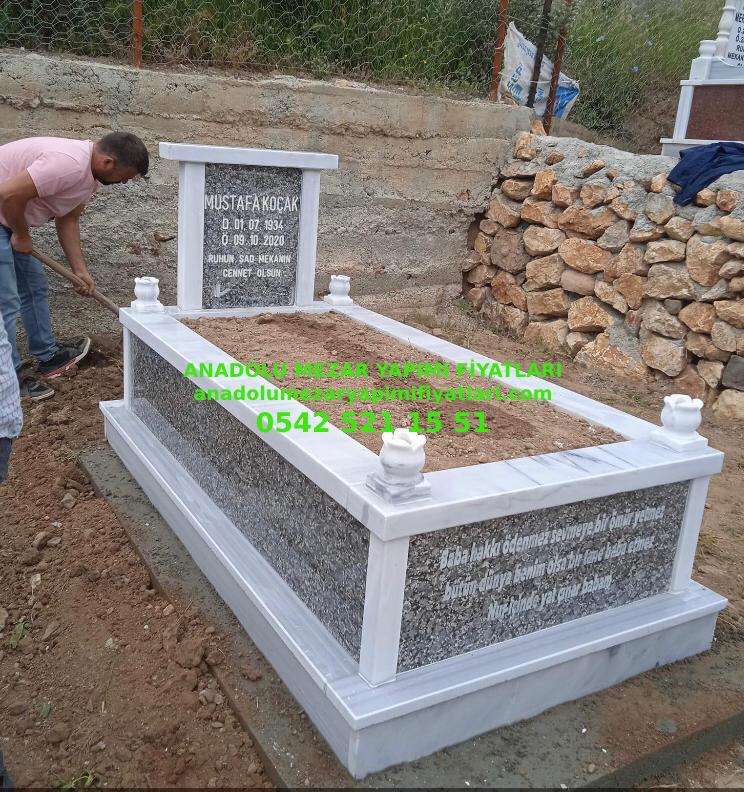 Malatya Tek Kişilik Gri Renkli Baştaşı ve Gövde Granit Mezar