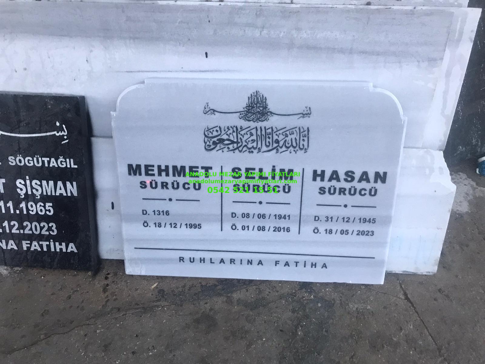 Üç Kişilik Mermer Baş Taşı Modelleri