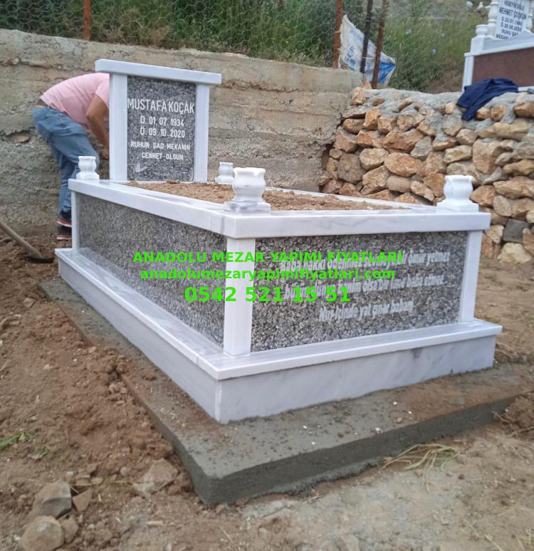 Malatya Tek Kişilik Gri Renkli Baştaşı ve Gövde Granit Mezar - Görsel 3