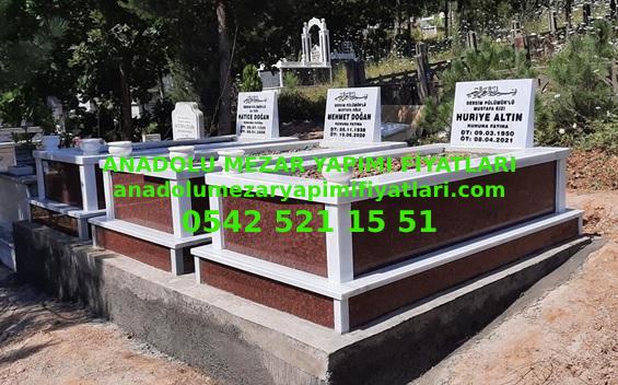Elazığ Tek Kişilik Temel Gövde Kırmızı Granit Mermer Mezar - Görsel 2