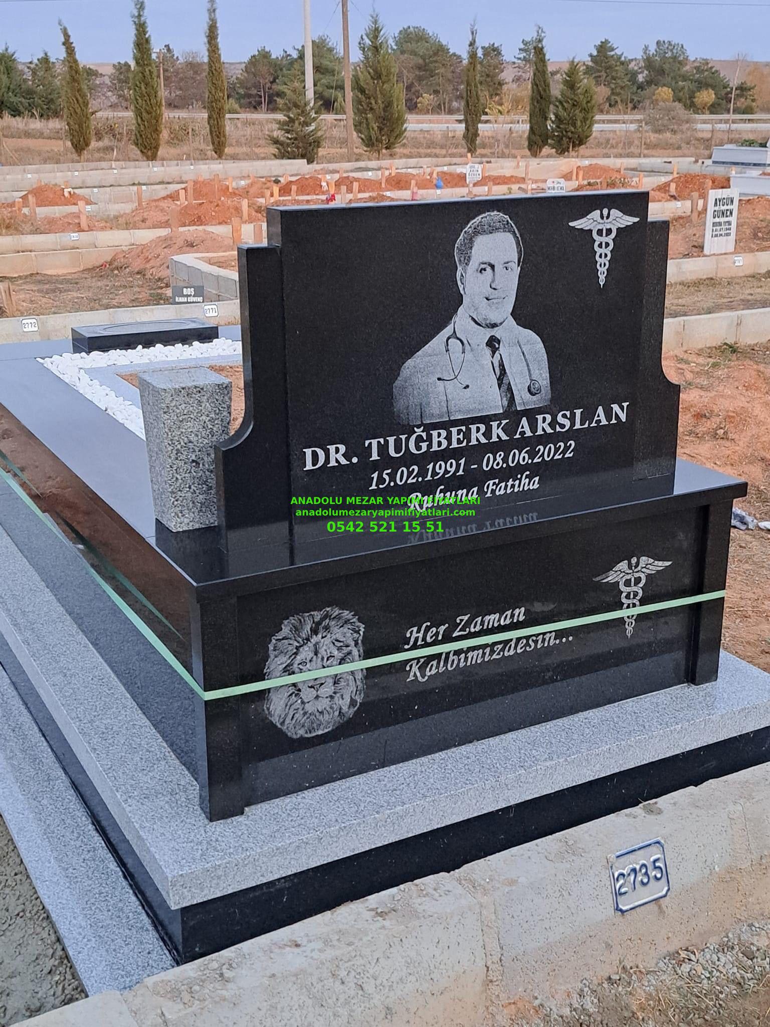 Bursa Tek Kişilik Baş Taşı Lazer Resimli Granit Mezar - Görsel 3