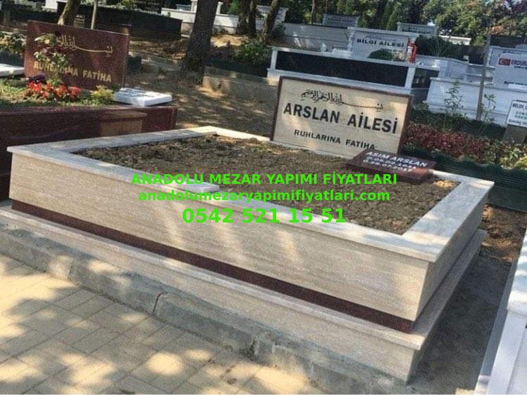 İzmir Çift Kişilik Granit Şeritli Abide Baş Taşı Traverten Mezar