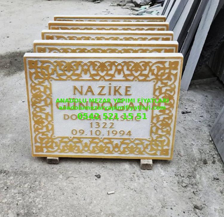 Altın Yaldız İşlemeli Özel Yapım Desen İşlemeli Mezar Taşı Modeli