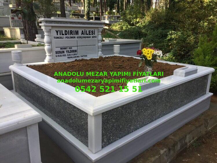 Bursa İki Kişilik Gövde Gri Granit Sütunlu Mermer Mezar - Görsel 3