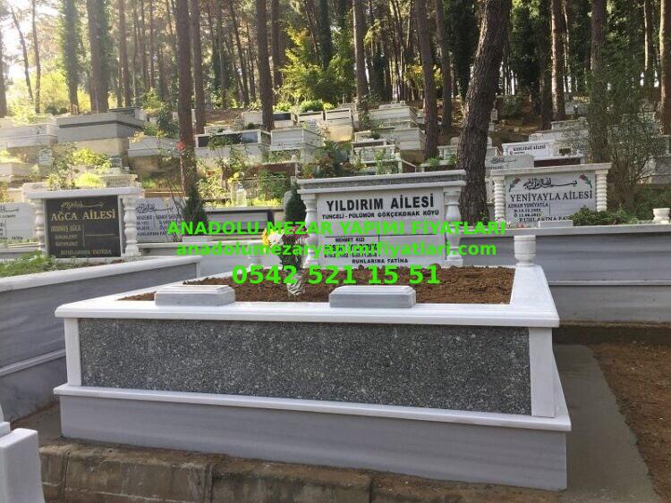 Bursa İki Kişilik Gövde Gri Granit Sütunlu Mermer Mezar