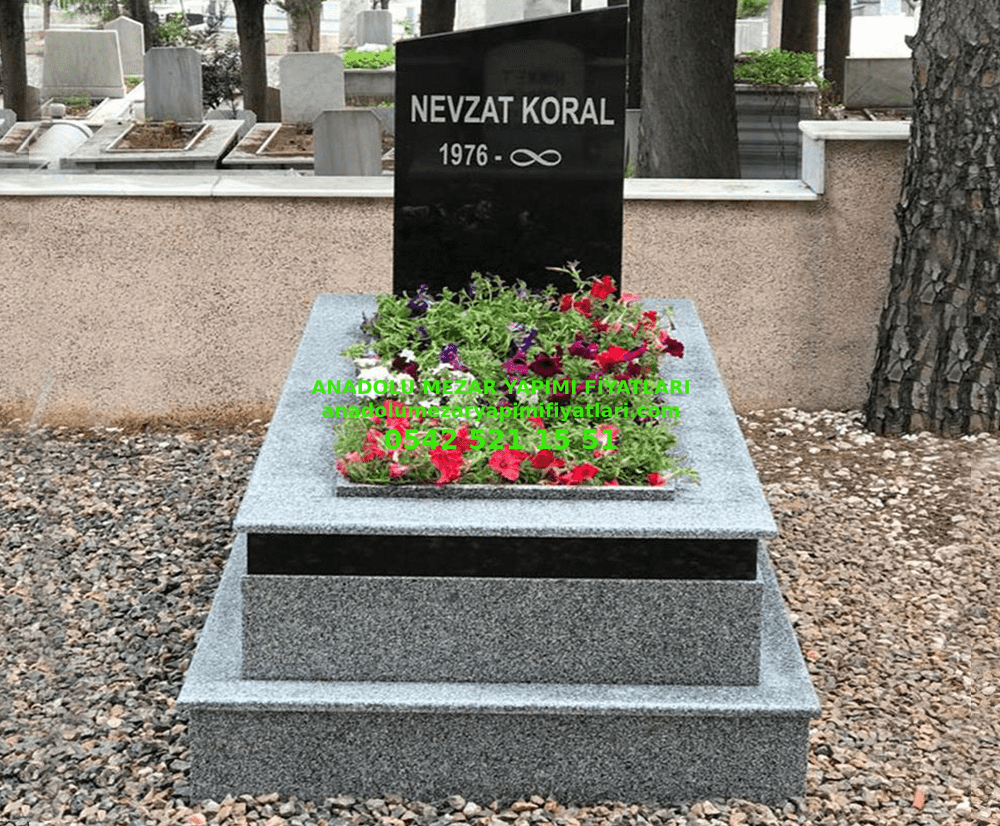 Bursa Tek Kişilik Siyah Baştaşı Gri Granit Mezar Model Fiyatı