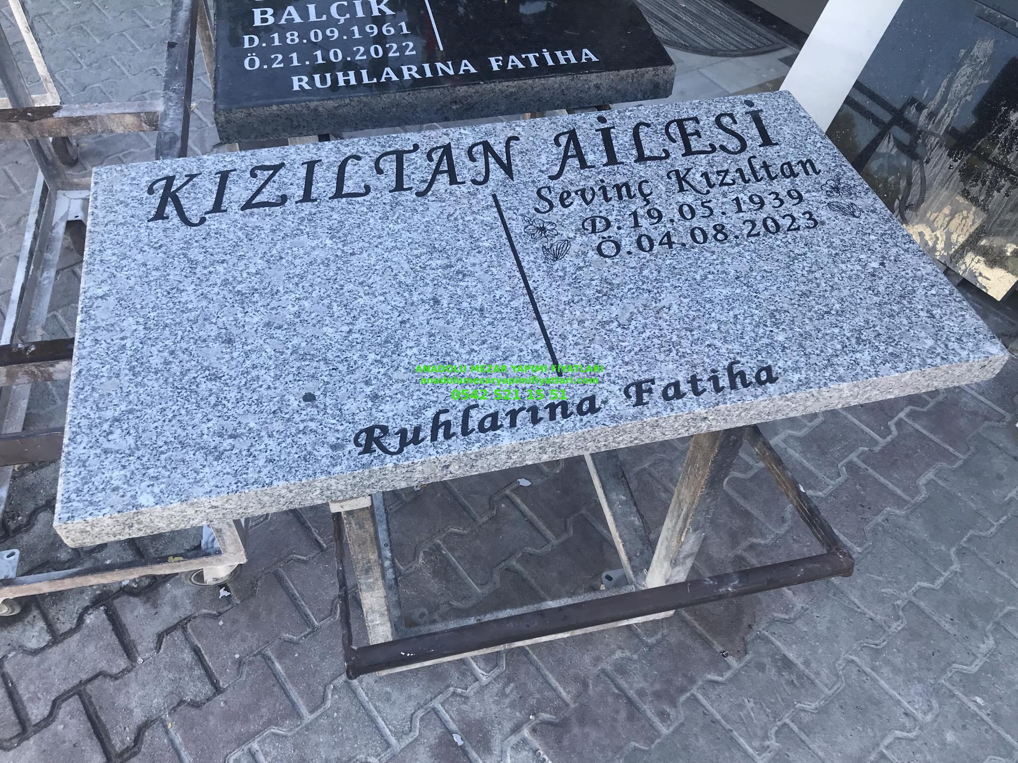 İki Kişilik Gri Renkli Granit Mezar Baş Taşı Modeli