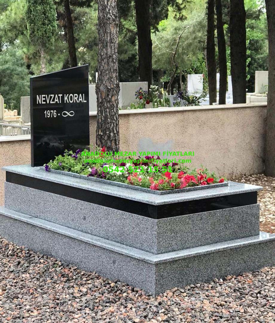 Bursa Tek Kişilik Siyah Baştaşı Gri Granit Mezar Model Fiyatı - Görsel 2