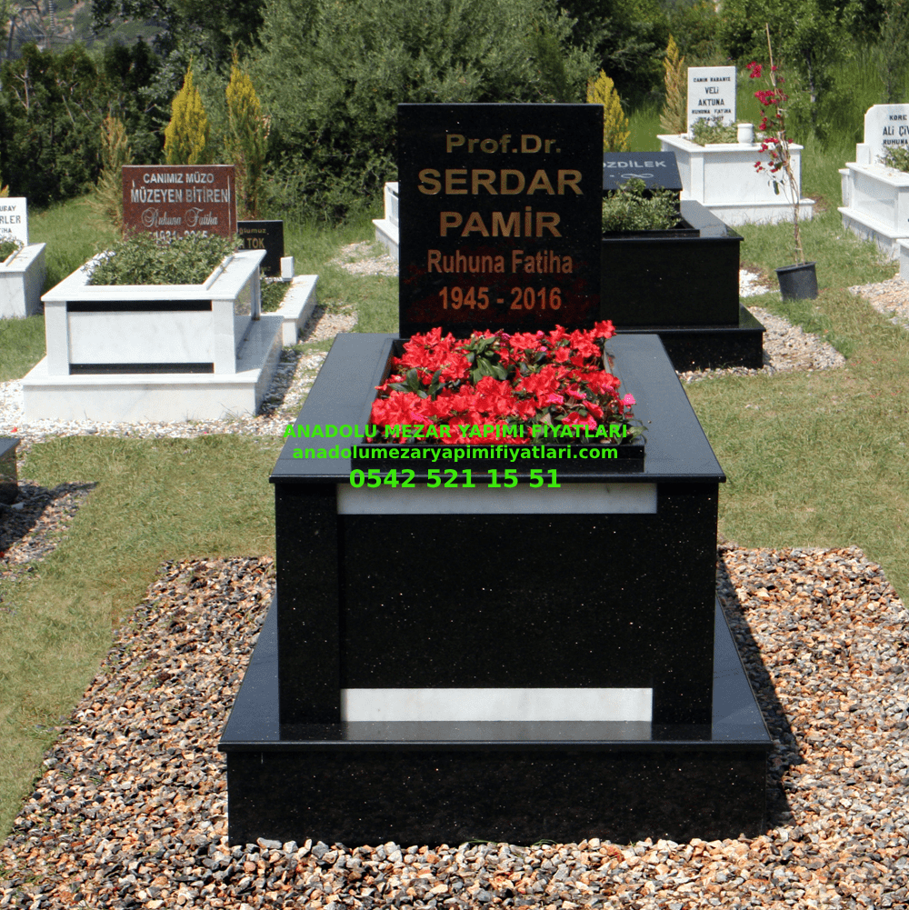 Bursa Tek Kişilik Mermer Kuşaklı Granit Mezar - Görsel 3