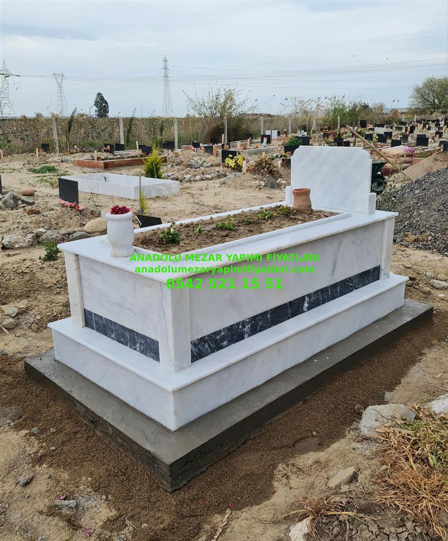 Bursa Tek Kişilik Granit Tek Şeritli Mermer Mezar - Görsel 3