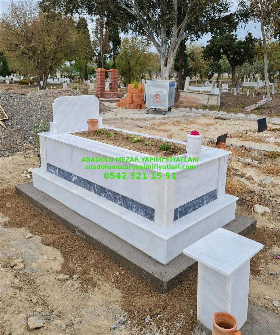 Bursa Tek Kişilik Granit Tek Şeritli Mermer Mezar - Görsel 4