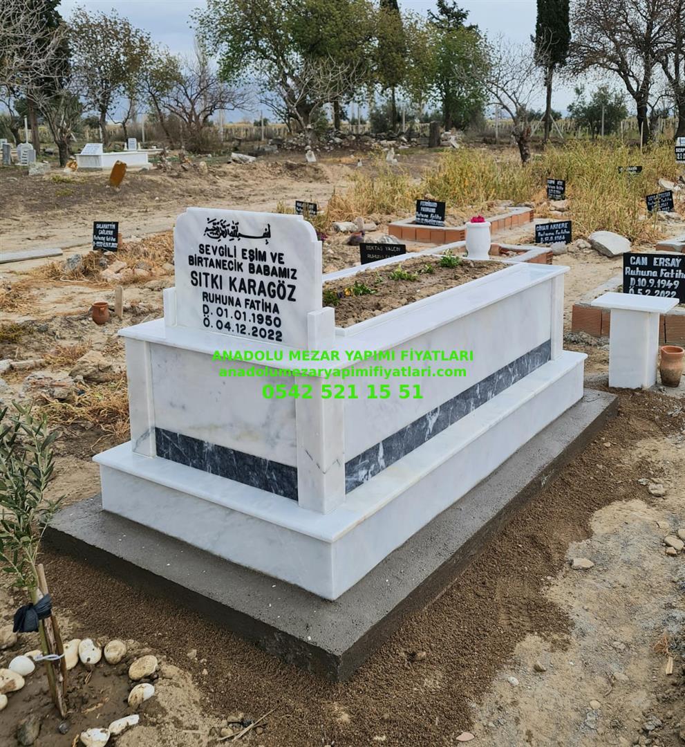 Bursa Tek Kişilik Granit Tek Şeritli Mermer Mezar