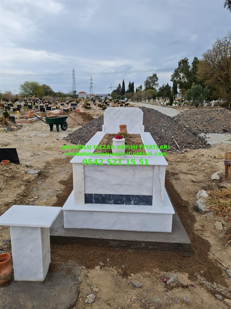 Bursa Tek Kişilik Granit Tek Şeritli Mermer Mezar - Görsel 2