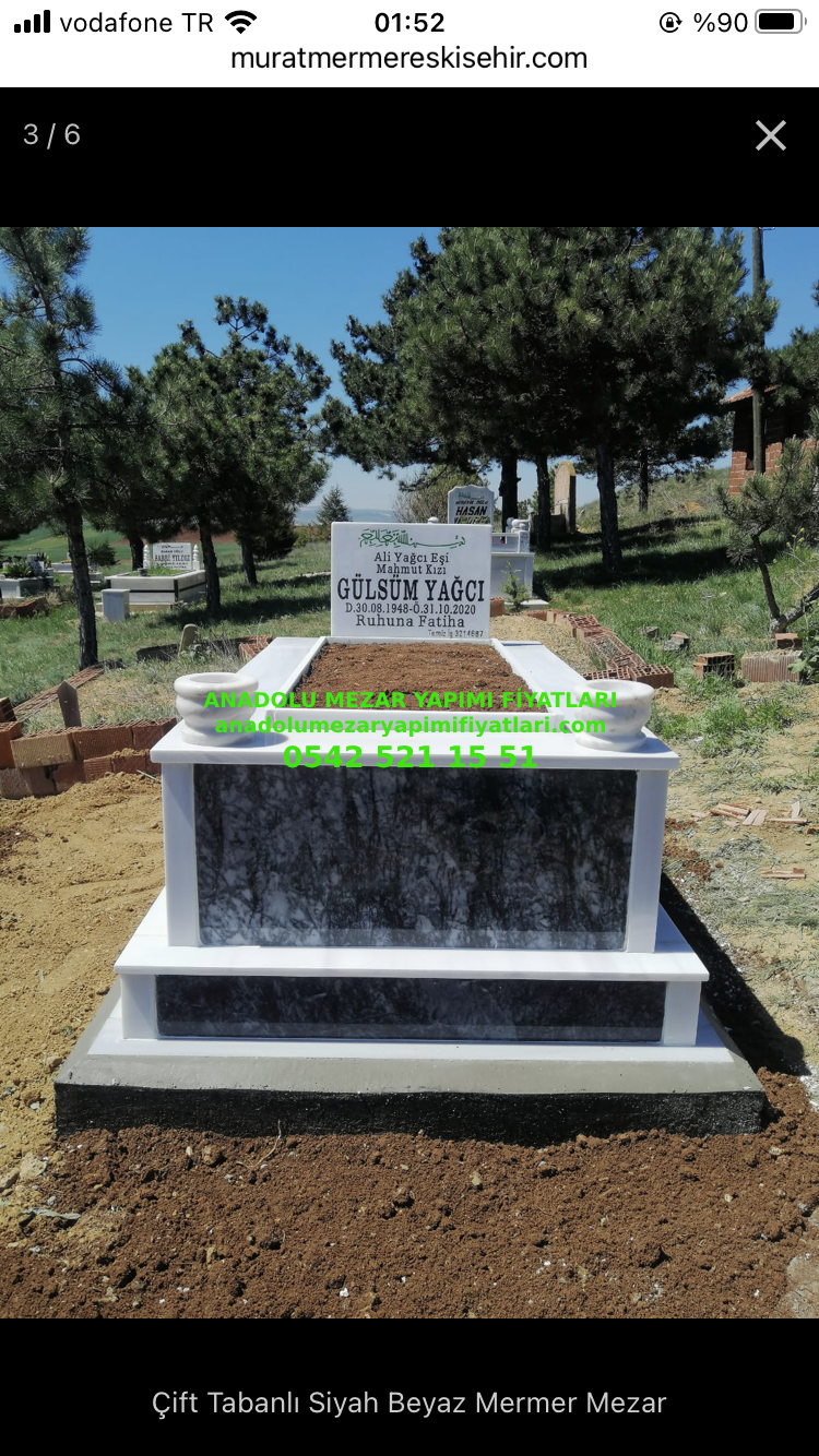 Kilis Tek Kişilik Uludağ Siyah Mermer Mezar Modeli - Görsel 5