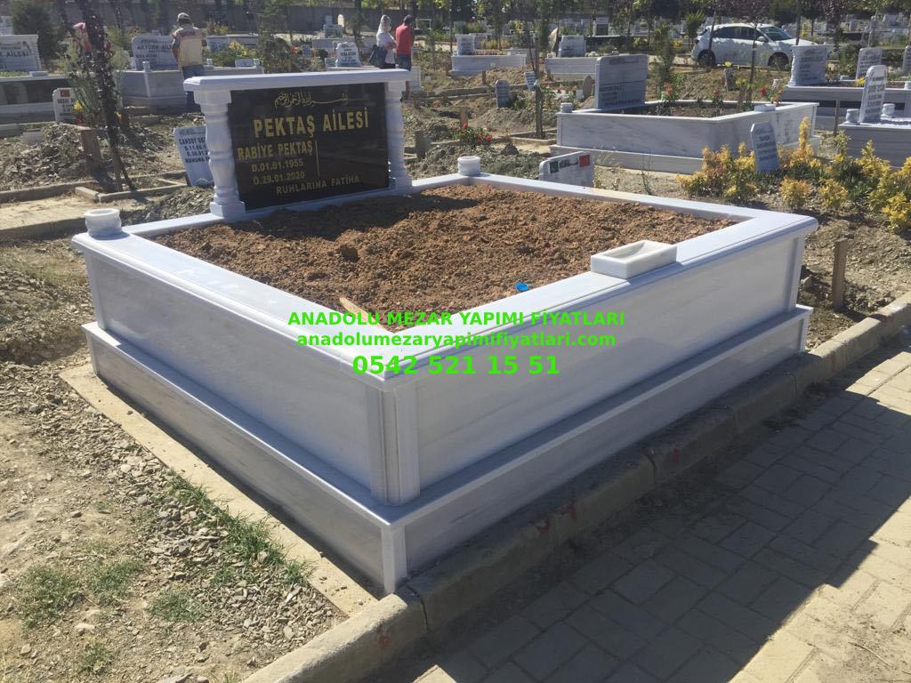 Sivas Çift Kişilik Baş Taşı Granit Sütunlu Mermer Mezar Model Fiyatı - 1