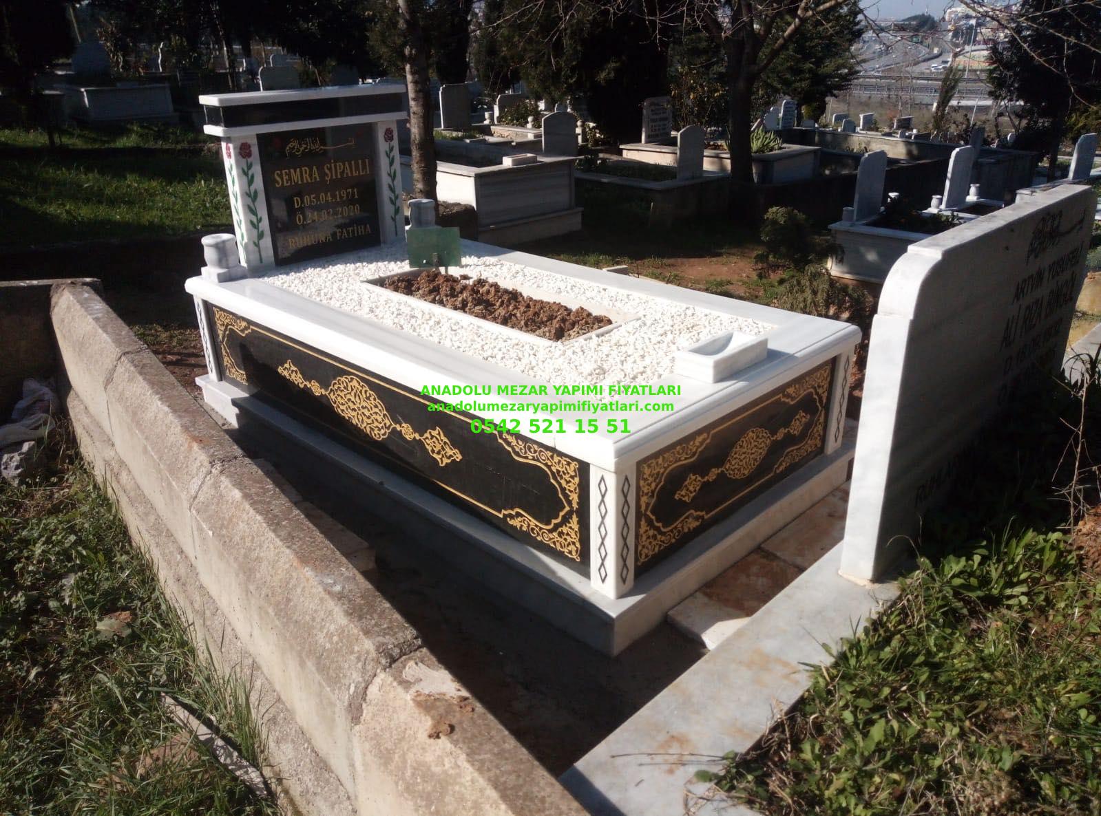 Tek kişilik Desenli Granit Mermer Mezar