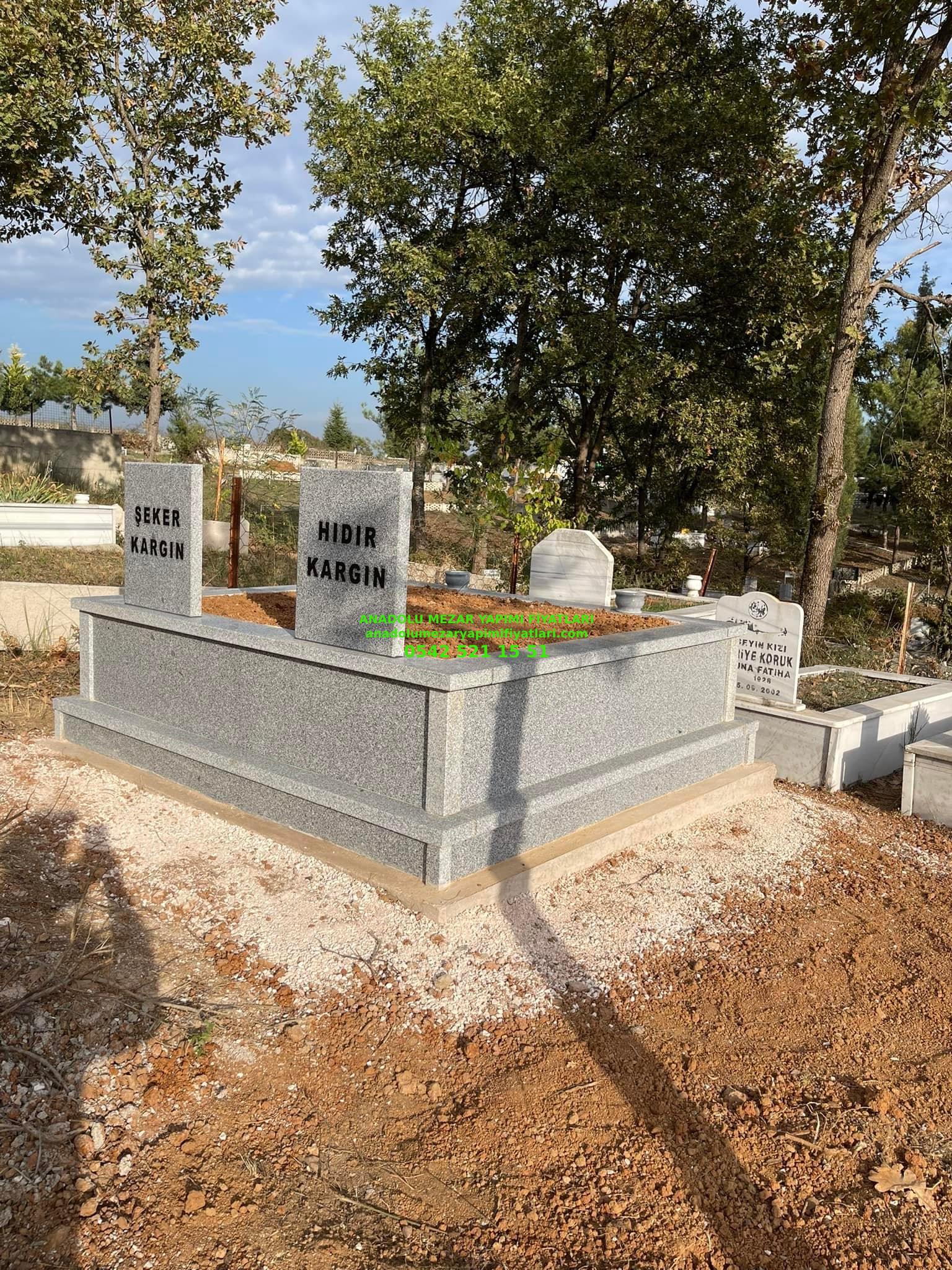 Malatya Çift Kişilik Komple Gri Renkli Granit Mezar - Görsel 3