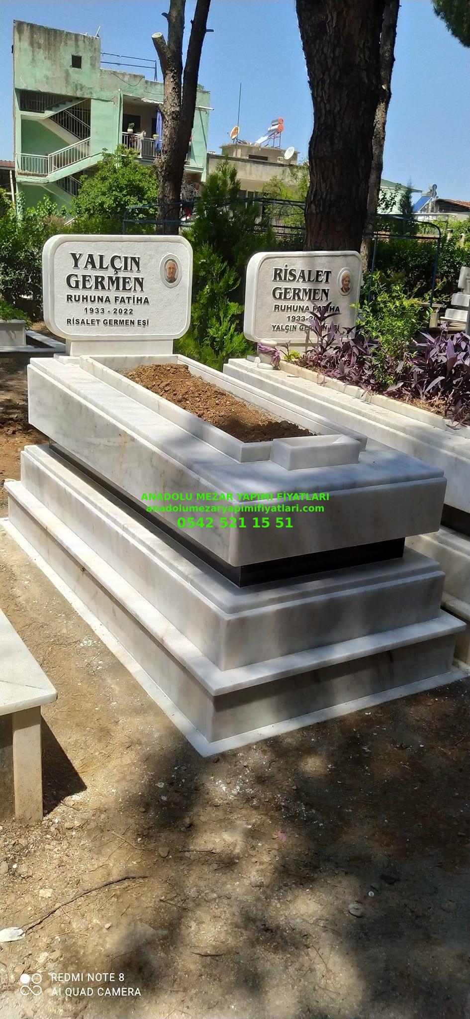 Tasarım Granit Şeritli Mermer Mezar Modeli - 4