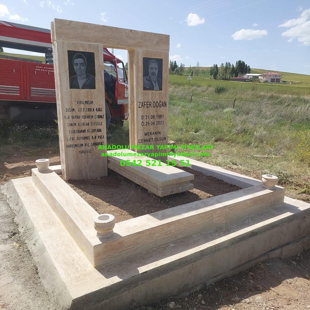 Tasarım Blok Denizli Traverten Mezar Modeli - 7
