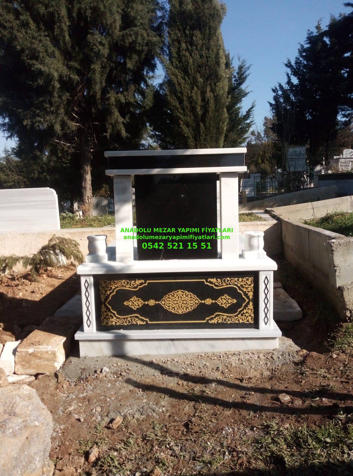 Tek kişilik Desenli Granit Mermer Mezar - Görsel 2