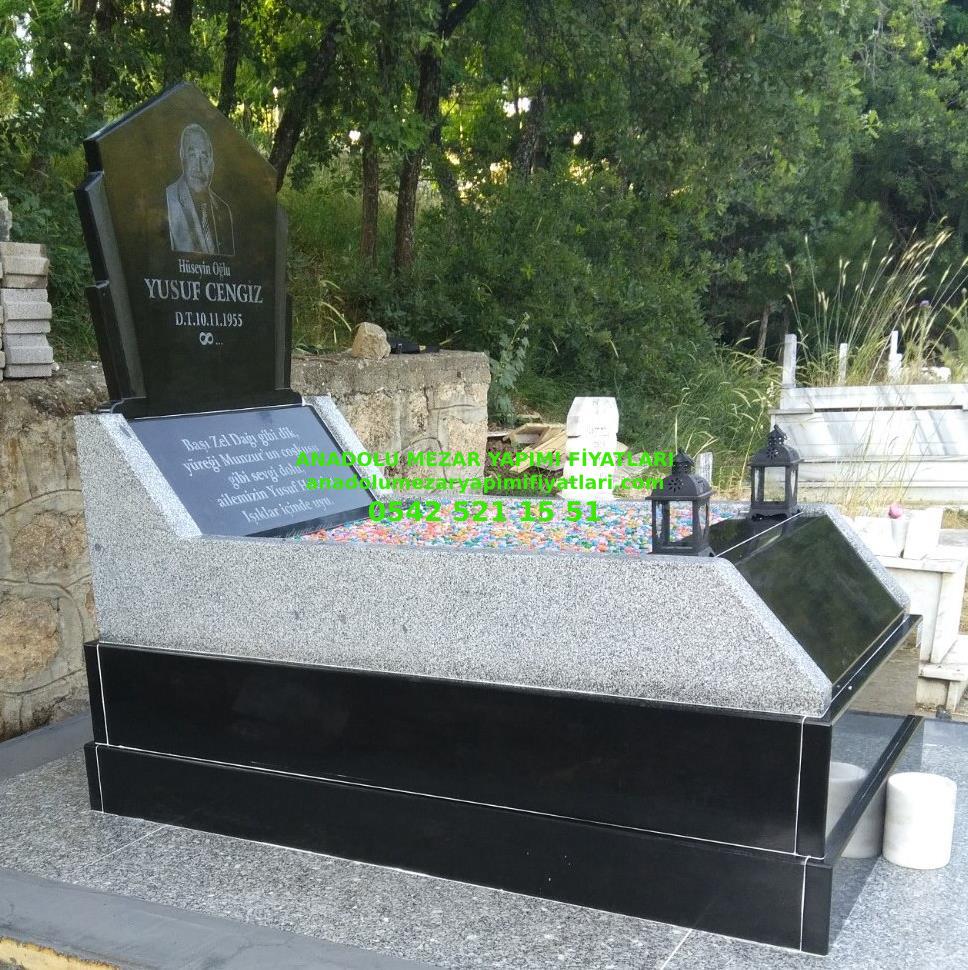 Elazığ G133 Absolut Black Özel Eğimli Model Granit Mezar - Mezar Taşı Fiyatları - Görsel 2