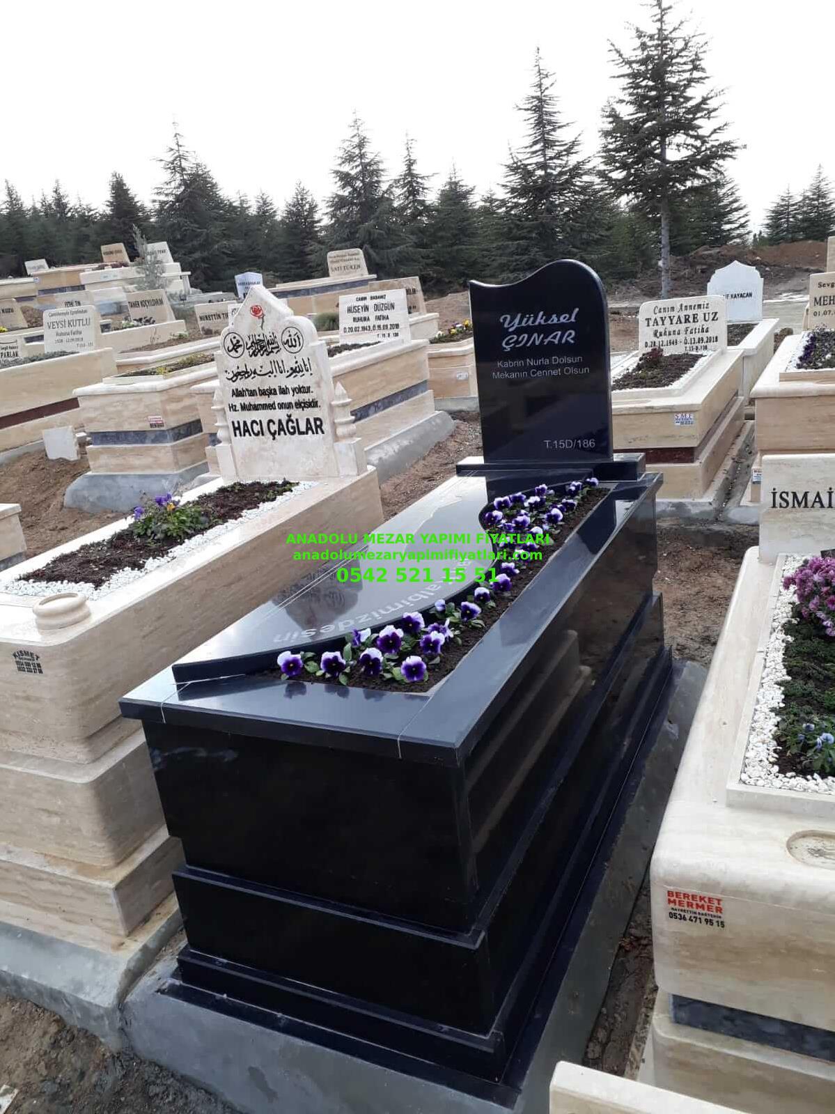 Elazığ G106 Absolute Black Dalgalı Kapaklı Mezar Modeli - Mezar Yapım - Görsel 3