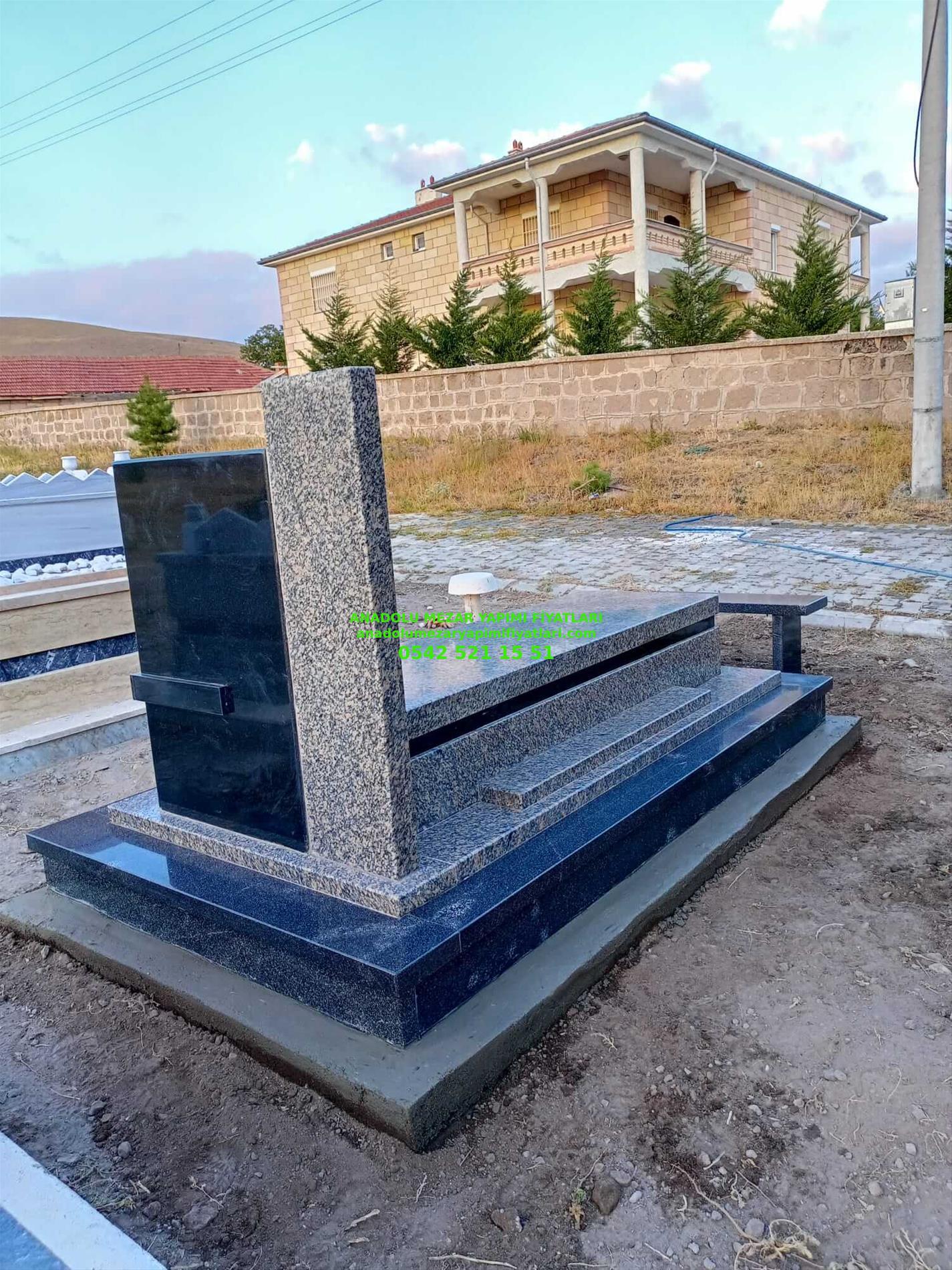 A-19 Absolute Black ve Rosa Granit Mezar - Uşak Mezar Taşı Fiyatı - Görsel 2