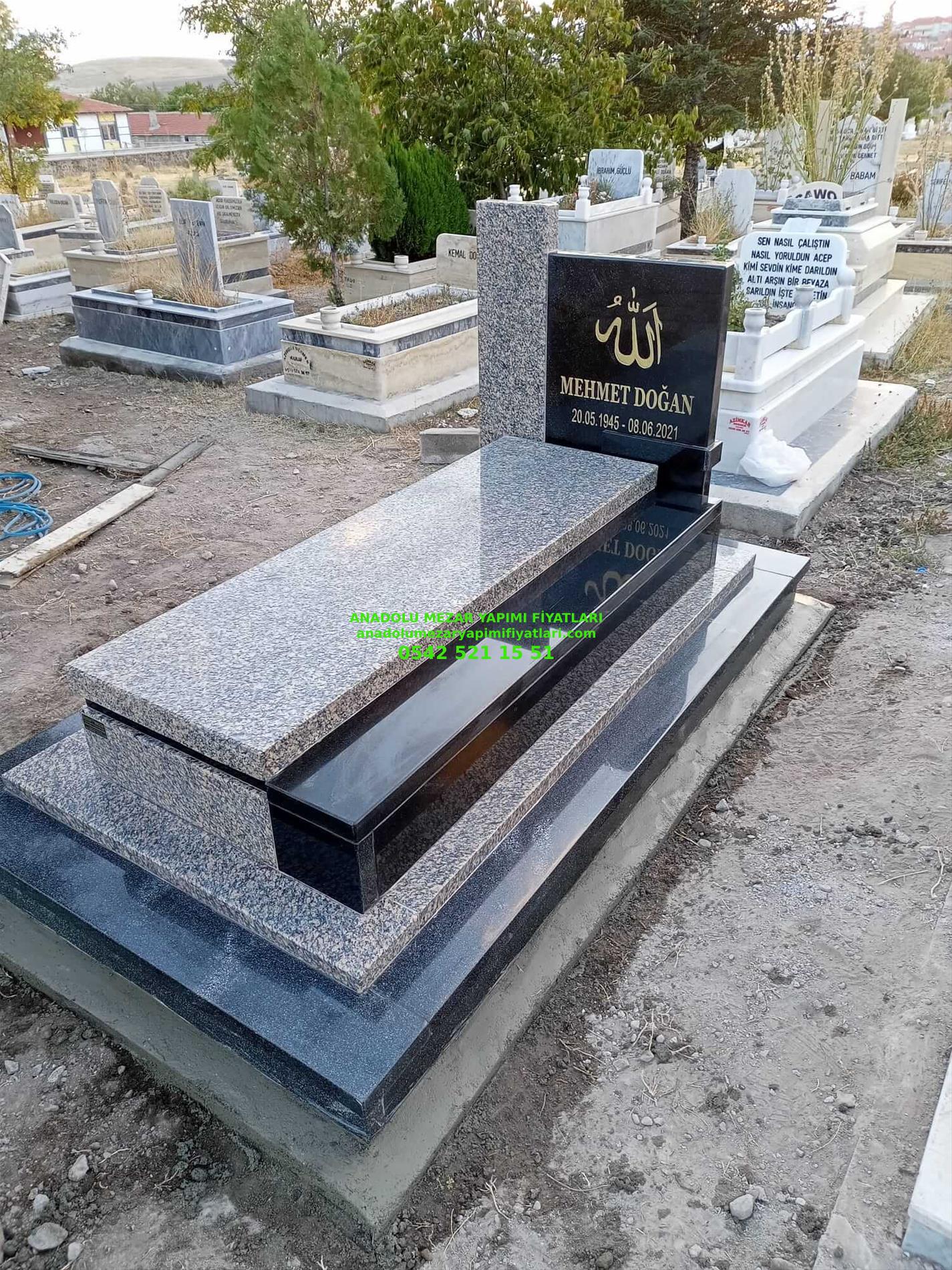 A-19 Absolute Black ve Rosa Granit Mezar - Uşak Mezar Taşı Fiyatı