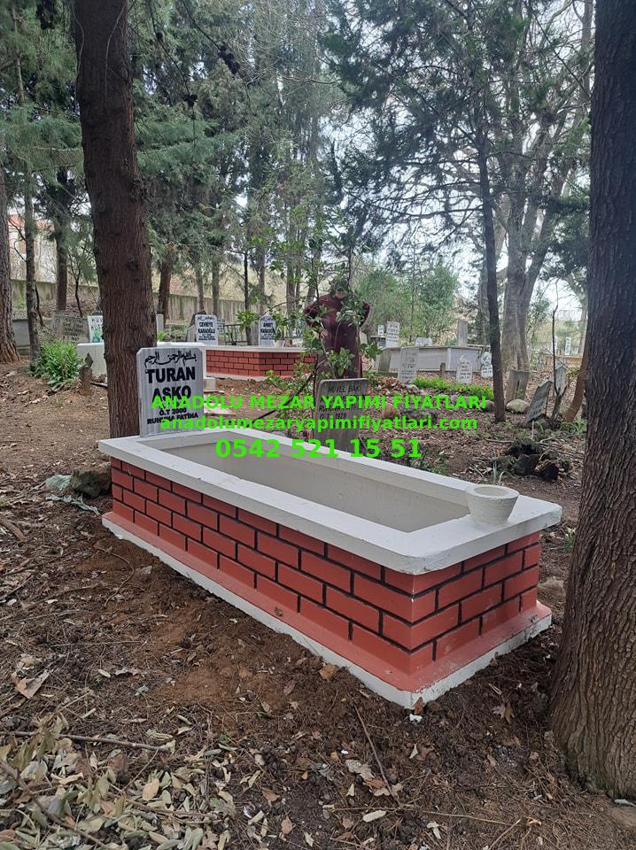 İzmit Tek Kişilik Kırmızı Renkli Tuğla Desenli Hazır Mezar - Görsel 3