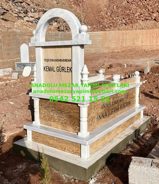T11 Kafesli Traverten Mermer Mezar Modeli - Bursa Mezar Yapımı Fiyatı - Görsel 6