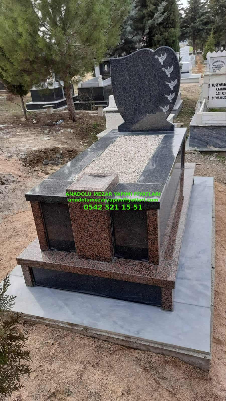 B12 Nero Gaska Siyah Kırmızı Mezar - Elazığ Granit Mezar İşi - Görsel 3