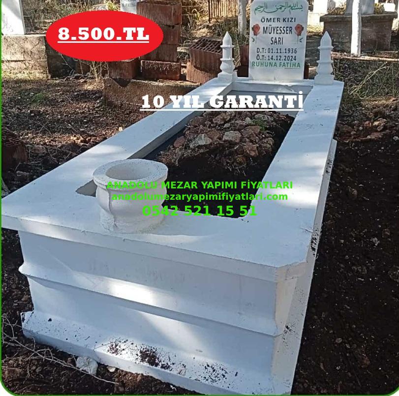 Muğla Tek Kişilik Sade Beyaz Mozaik Hazır Mezar - Görsel 3