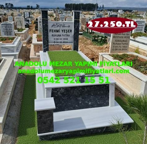 Antalya Tek Kişilik Siyah Beyaz Mermer Mezar