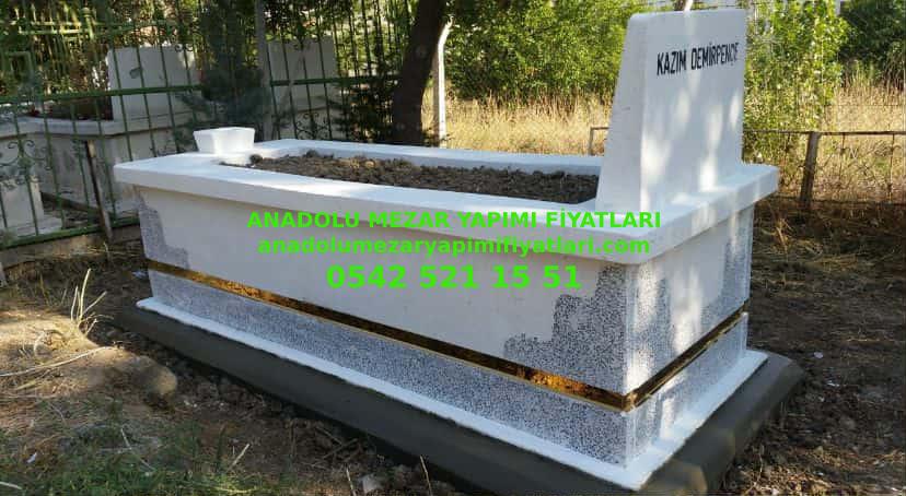 H4 Gri Beyaz Renkli Kuşaklı Mozaik Mezar - Çankırı Mezar Yapımı