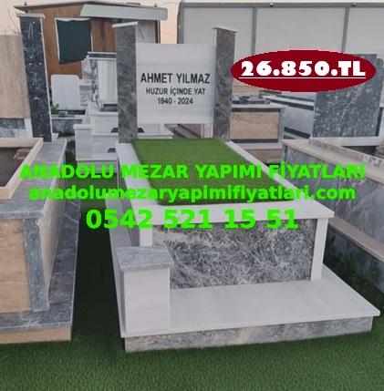 Antalya Tek Kişilik Aqua Gri Granit Mermer Mezar Modeli