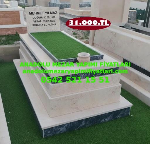 Antalya Tek Kişilik Üç Katlı Bej Mermer Kuşaklı Mezar