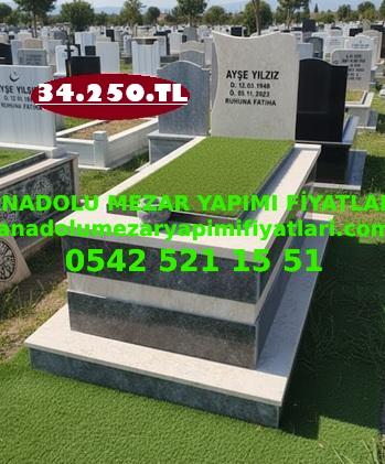 Antalya Tek Kişilik Bej Siyah Mermer Mezar Modeli
