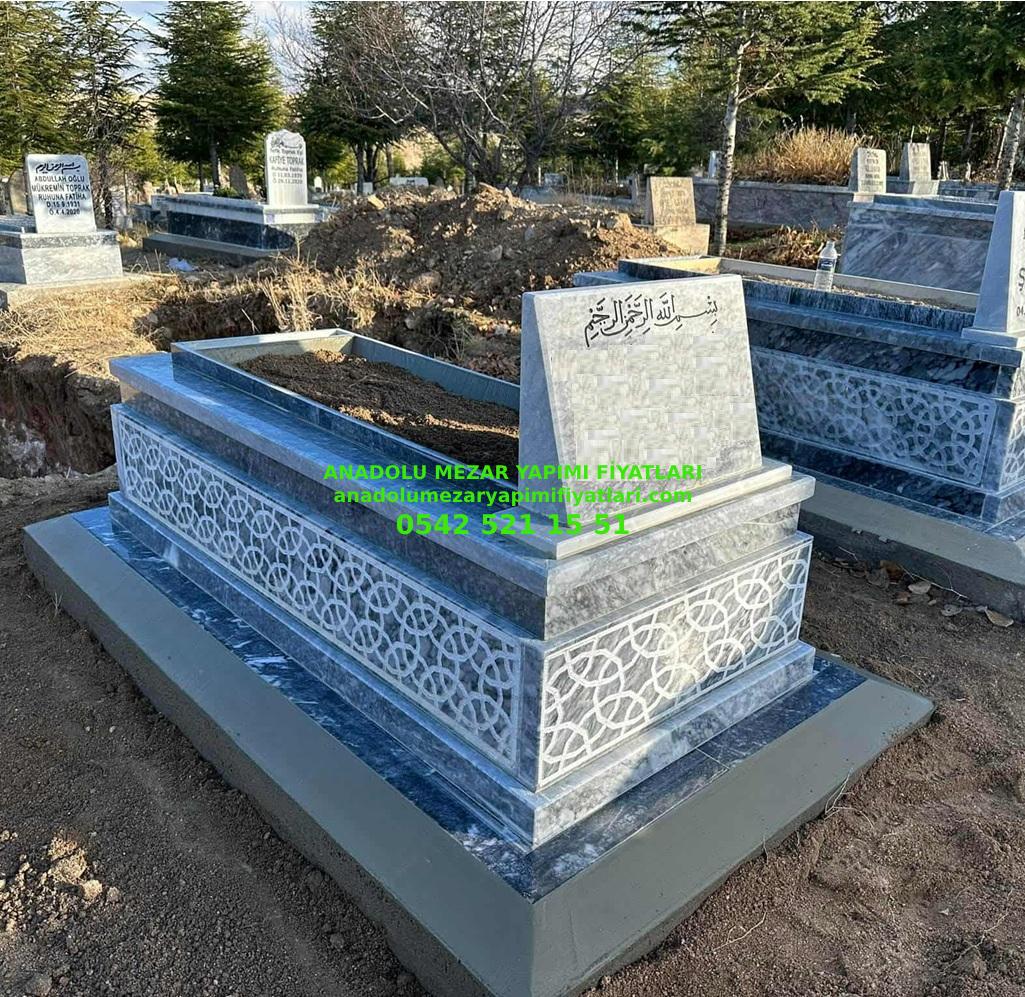 D1 Desen İşlemeli 5lik Afyon Mermer Mezar - İzmit Mezar Modeli