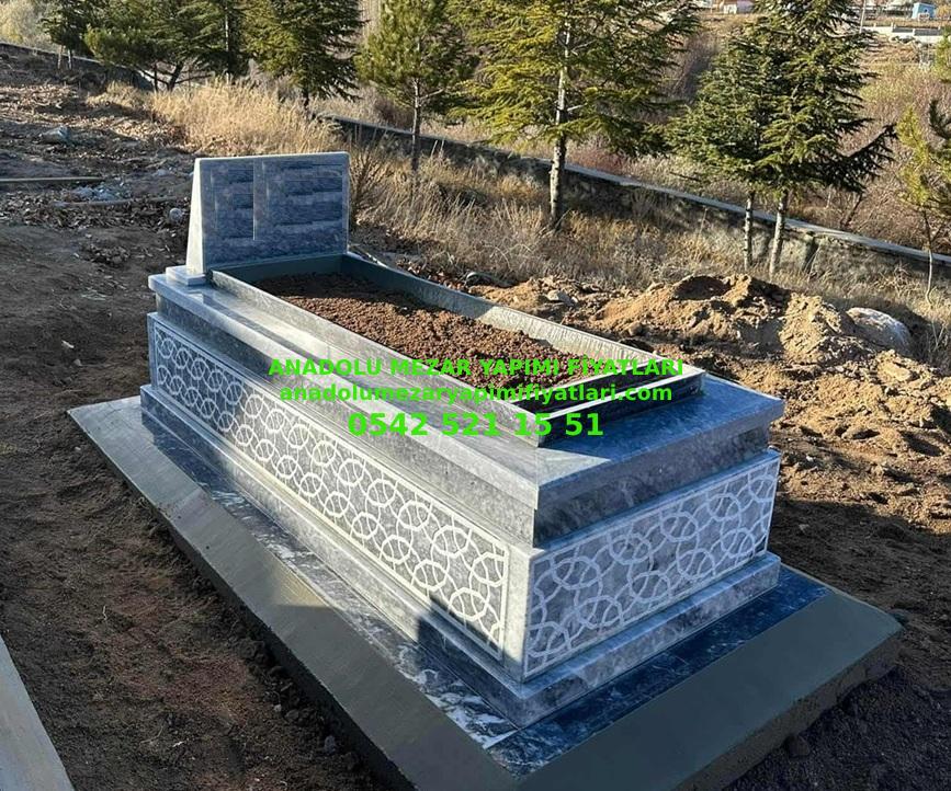 D1 Desen İşlemeli 5lik Afyon Mermer Mezar - İzmit Mezar Modeli - Görsel 2