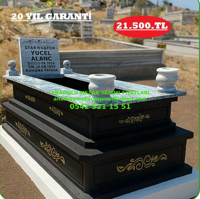 Afyon Tek Kişilik Temel Blok Betonlu Siyah Çift Katlı Üstü Mermer Hazır Mezar