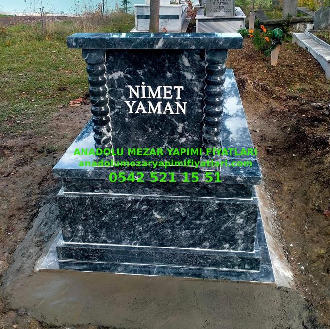 Bursa Tek Kişilik 5lik Baş Taşı Sütunlu Kütahya Siyah Mezar