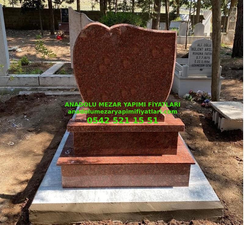 B22 Küpeşte Baştaşı 5lik Kırmızı Granit Mezar - İzmit Mezar Yapım