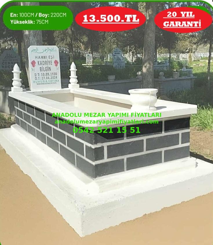 Manisa Beton Zeminli Siyah Tuğla Desenli İki Katlı Hazır Mezar