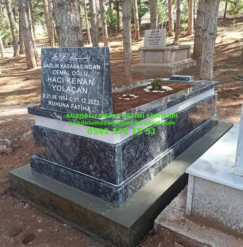 TR5 Siyah Uludağ Beyaz Mermer Şeritli Mezar - Elazığ Siyah Mezar Modeli - Görsel 4