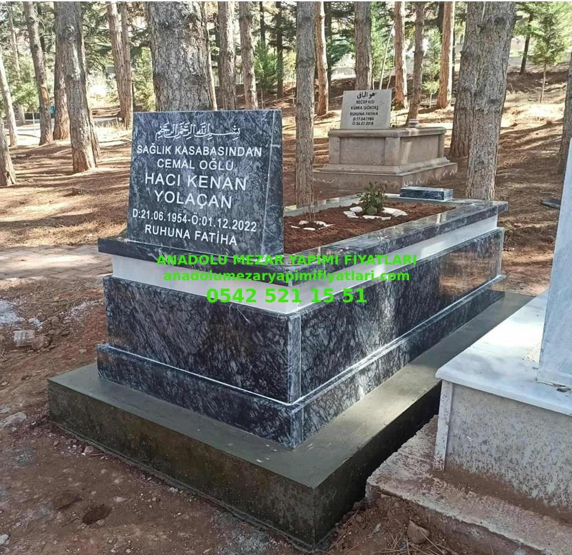 TR5 Siyah Uludağ Beyaz Mermer Şeritli Mezar - Elazığ Siyah Mezar Modeli