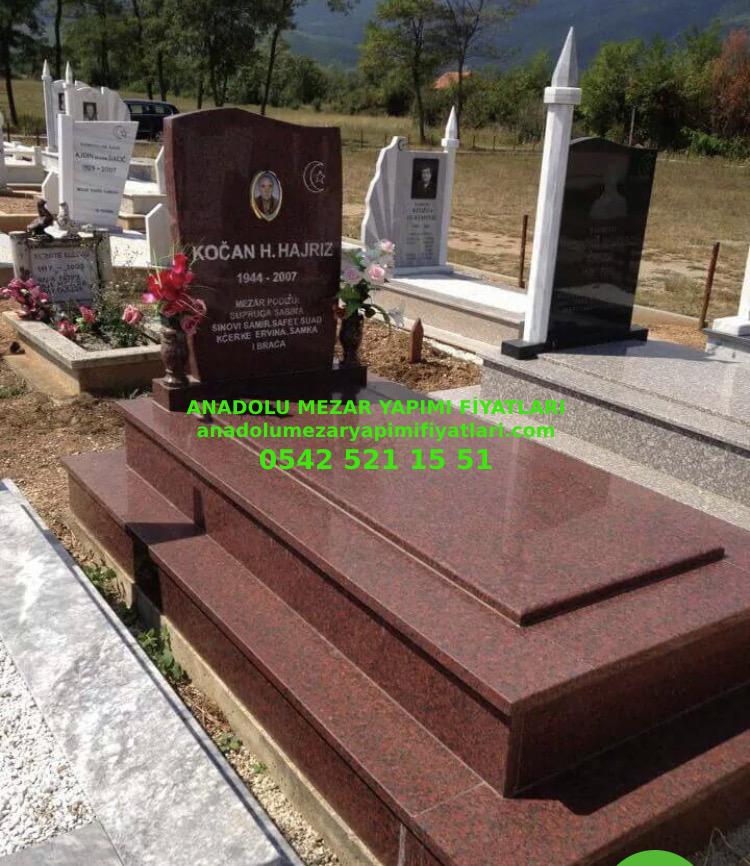 Tek Kişilik Kırmızı Granit Gayrimüslim Mezar Modeli- 2