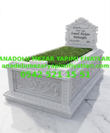 Cnc Rölyef Kabartmalı Baştaşı Çiçek Desenli Mezar