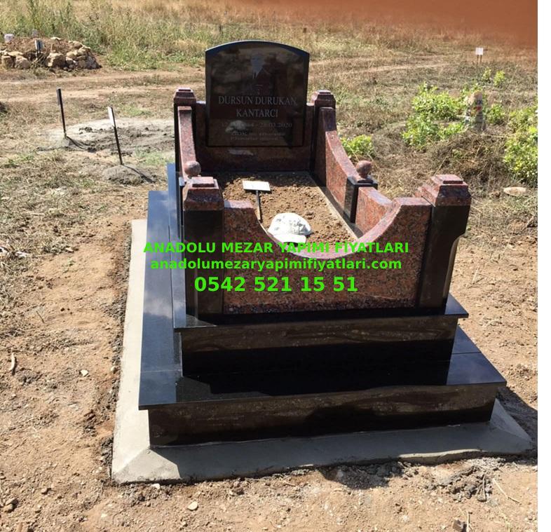 L41 Kırmızı Siyah Granit Mezar - Bursa Modeli Mezar Fiyatı - Görsel 5